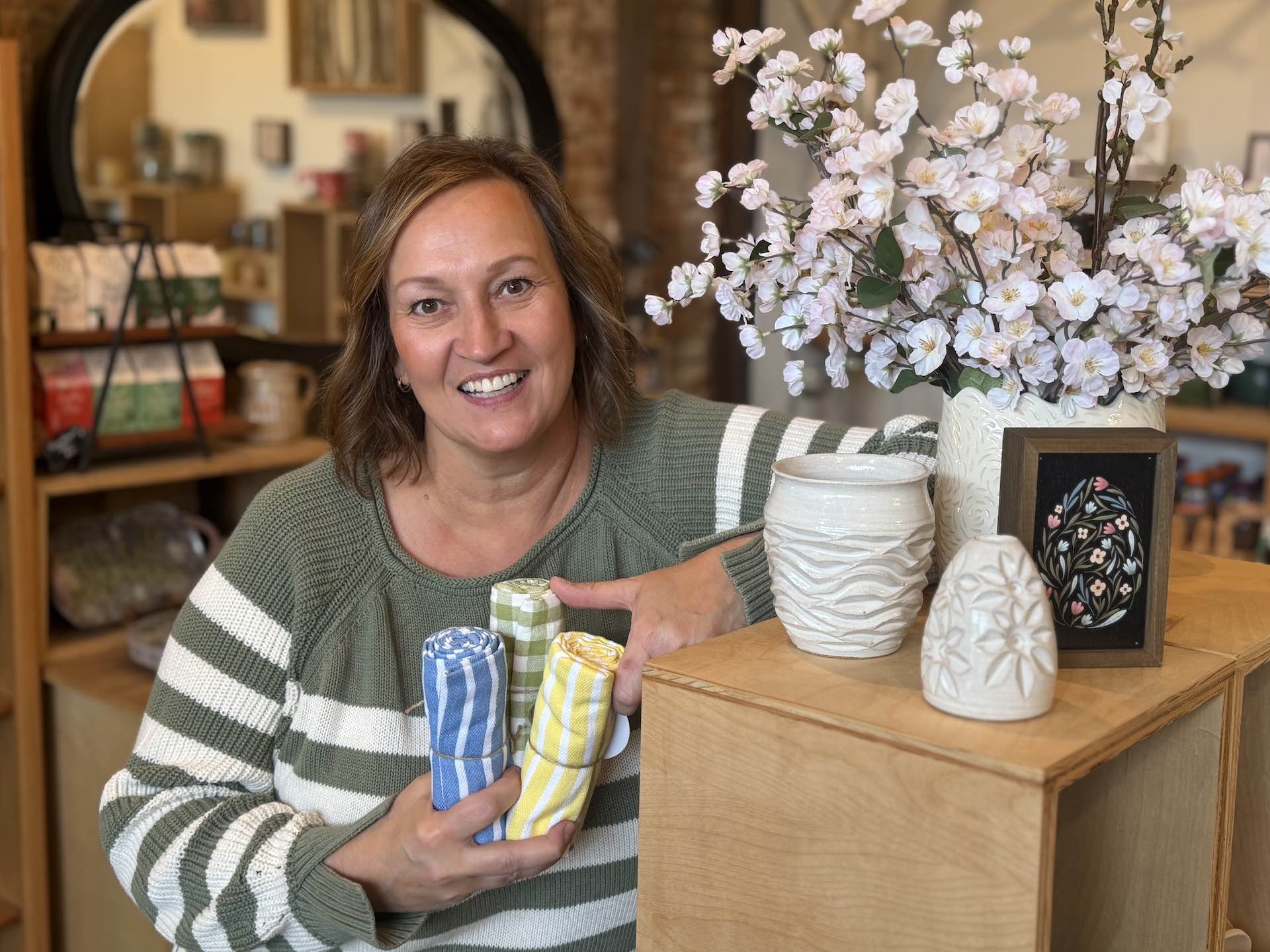 Hi, Babett here with Squeaky Wheel Pottery in downtown